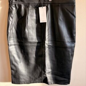 Black Leather Pencil Skirt MNG